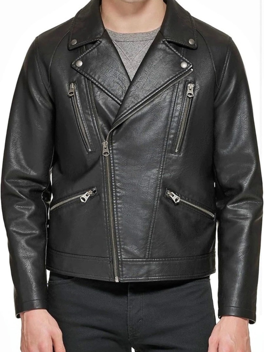 Levi’s Men’s Faux Leather Motorcycle Jacket – Black, Size Large